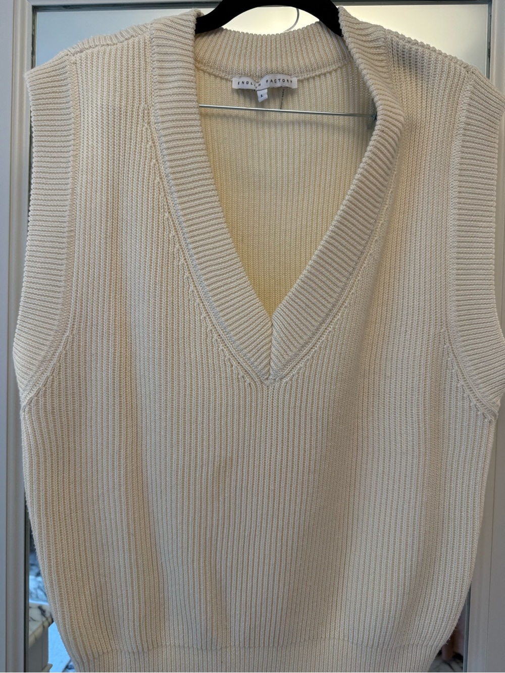 English Factory Cream Ribbed V-Neck Sweater Vest